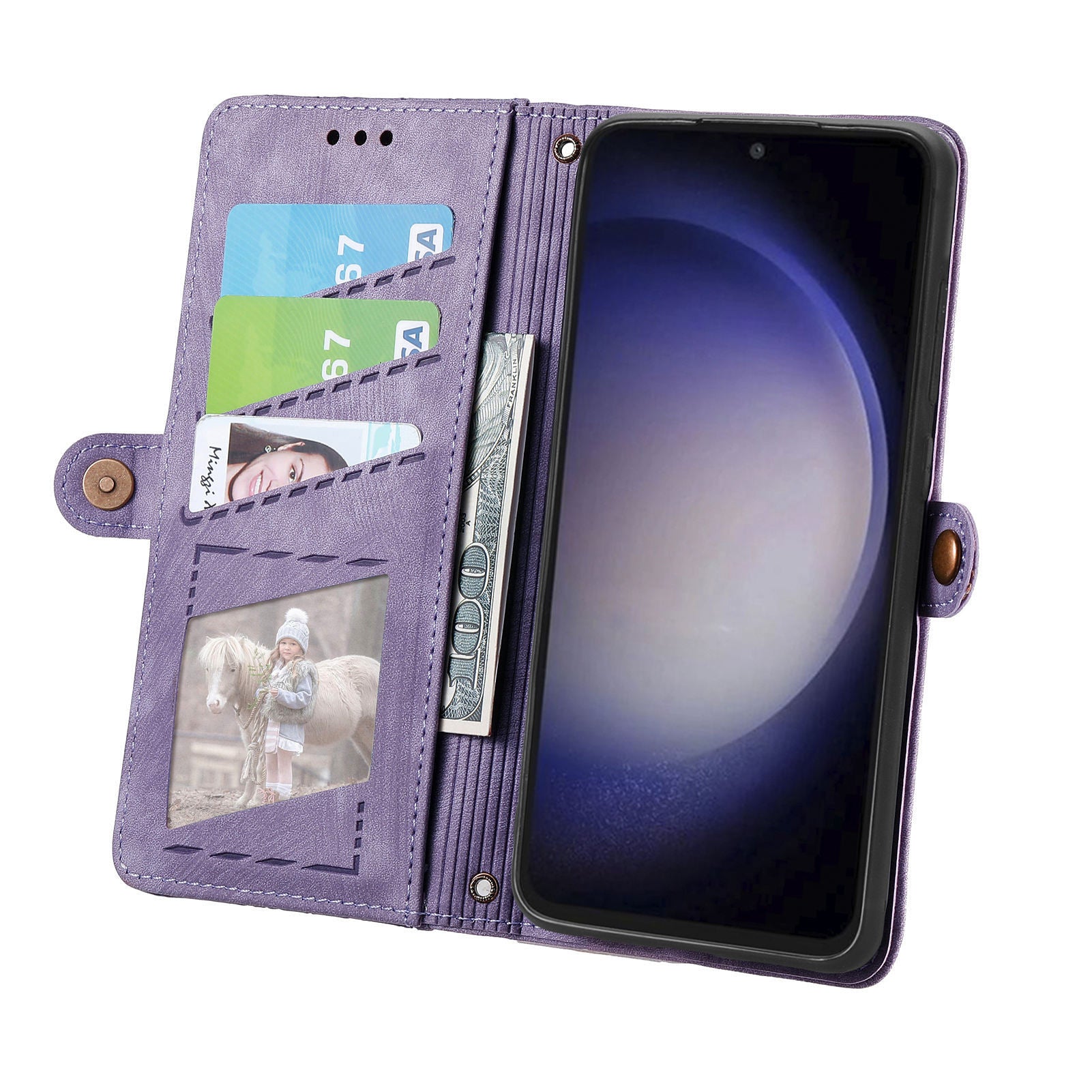 For Samsung Galaxy S23 FE PU Leather Phone Case Geometry Imprinted Wallet Zipper Pocket Stand Cover with Strap For Samsung Galaxy S23 FE PU Leather Phone Case Geometry Imprinted Wallet Zipper Pocket Stand Cover with Strap